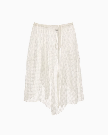 MAMC - White Sheer Lace Layering Apron – Adjustable Tie-Waist Summer Overlay