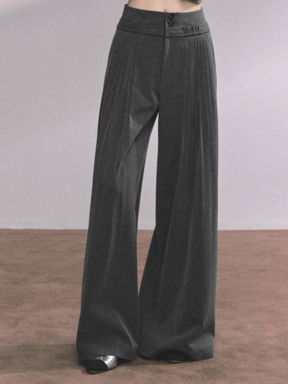"垂感懒懒裤" American Relaxed Wide-Leg Trousers – Gray/ Coffee