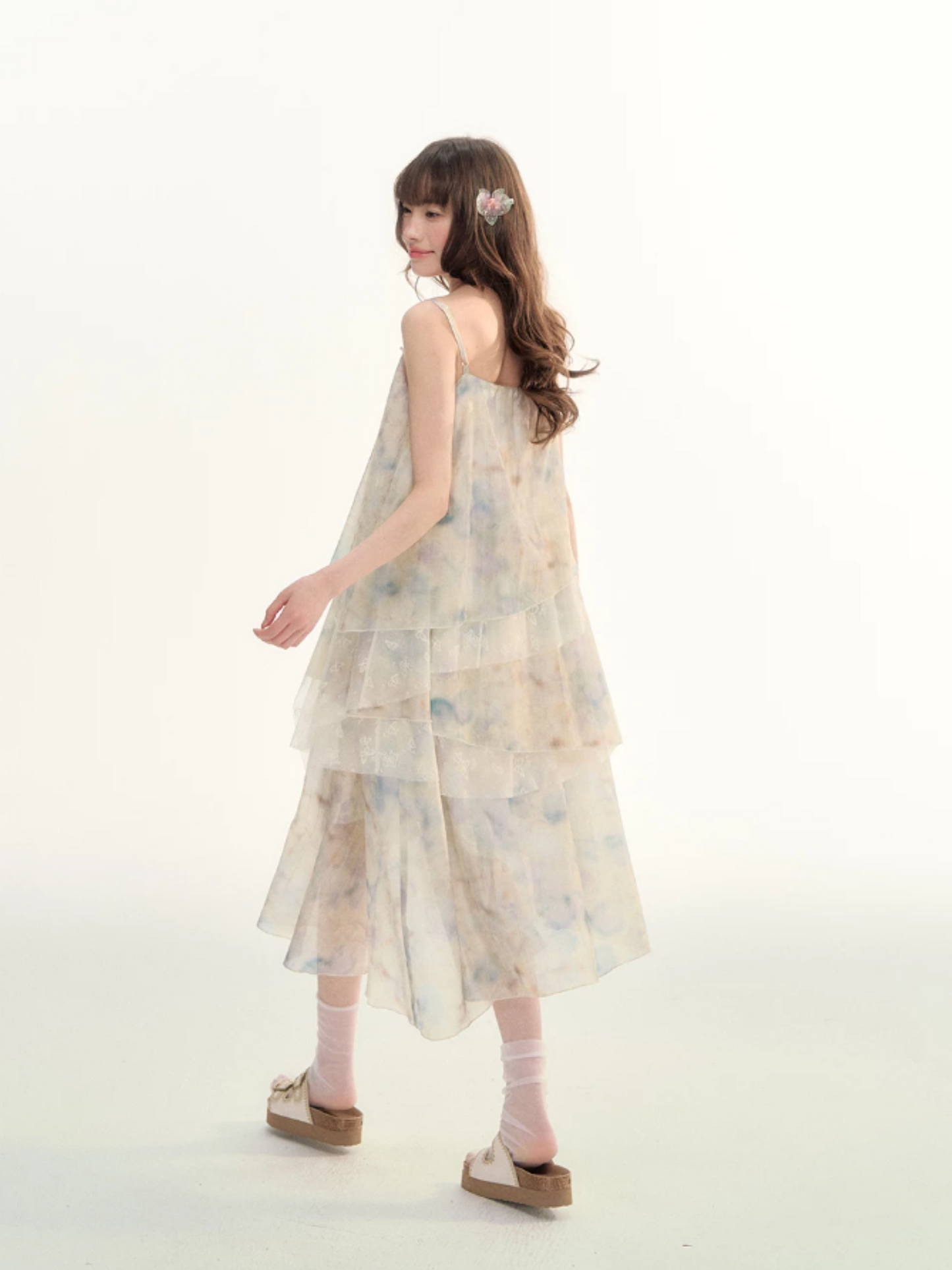 Soft Beige Layered Lace Slip Dress LL2026096