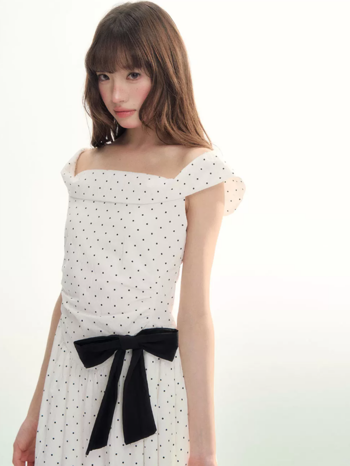 Polka Stardust Off-Shoulder Midi Dress LL2026097