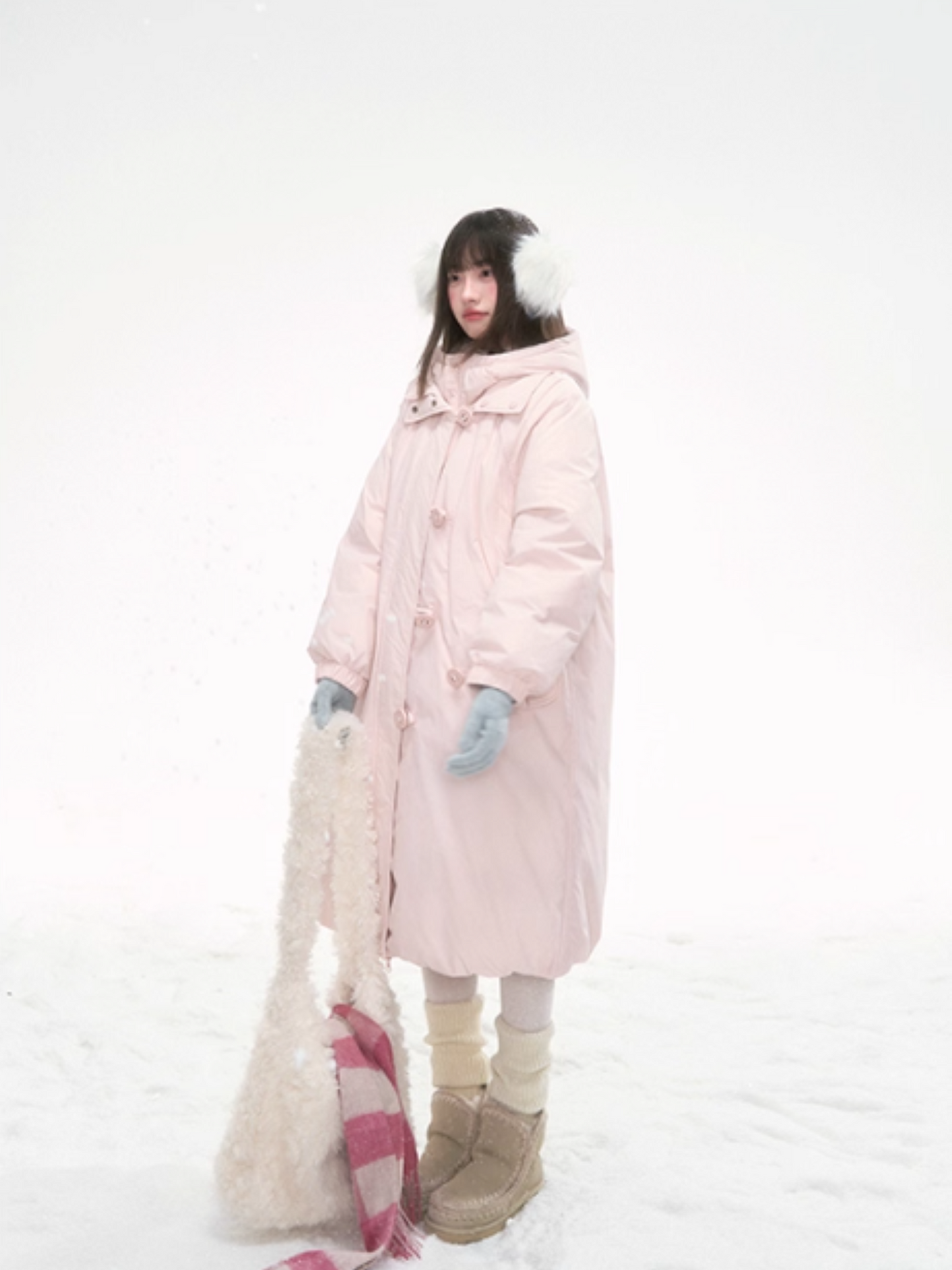 “Winter Variations” Cloud Puff Pink Reversible Long Down Coat LL2025294