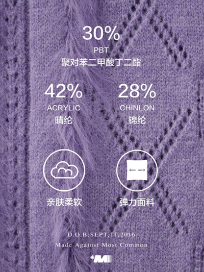MAMC - Ruffled Collar Knit Cardigan (Lavender Purple)