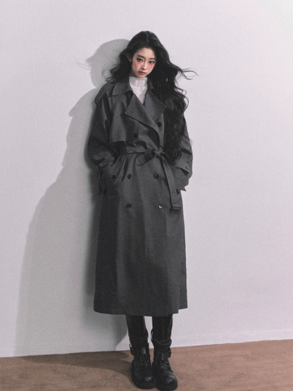 少也眼 Runway-Inspired French British Loose Trench Coat