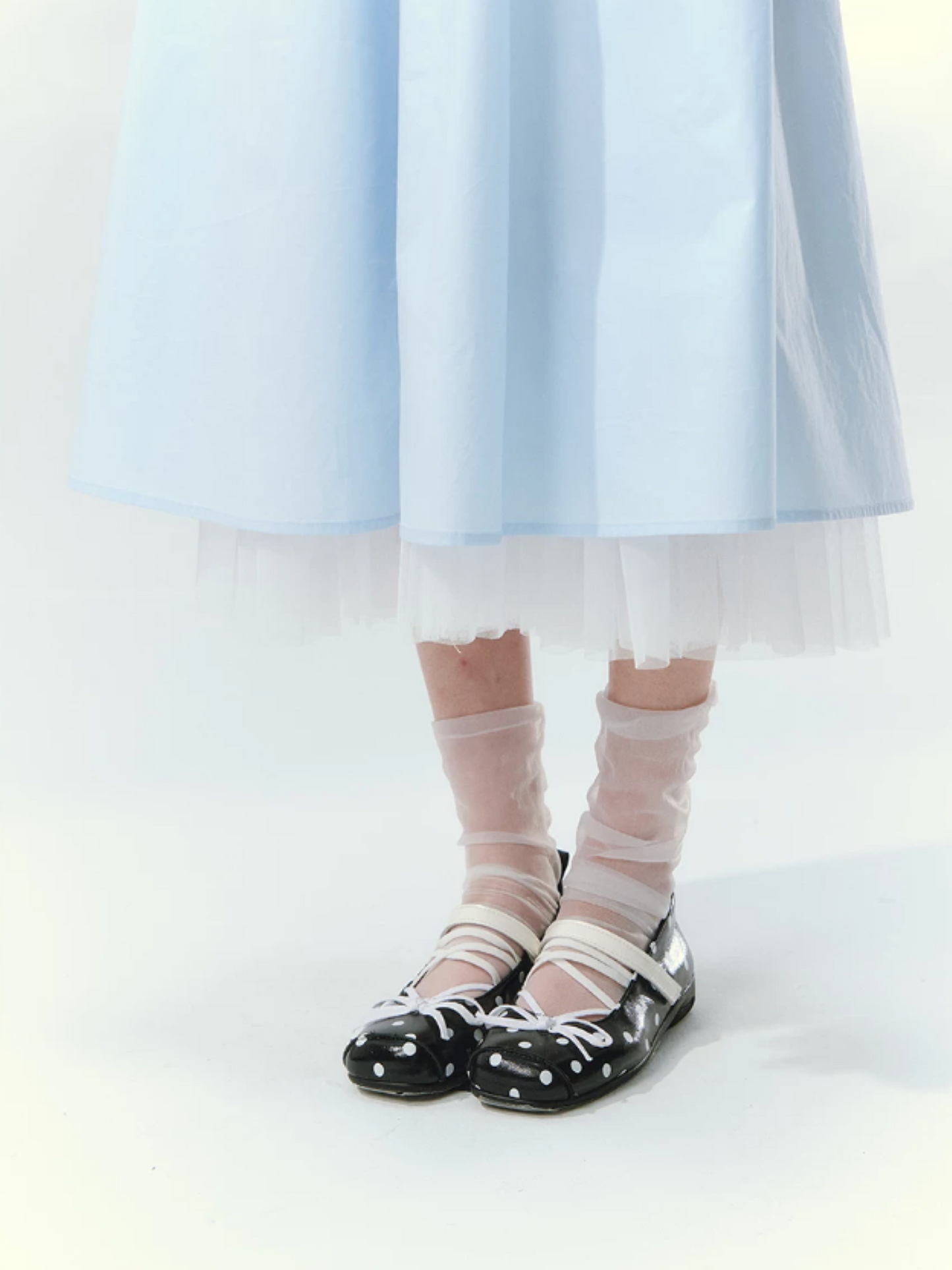 “Cloudside Blue” Mist Blue Puff Sleeve Midi Dress LL2026123