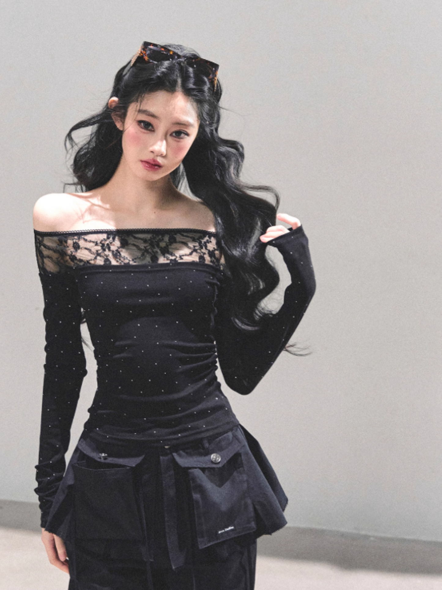 "空白的余温" Winter Poise Knit Polo Top - Black