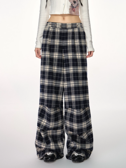 PCH - Black & White Plaid Wide-Leg Pants