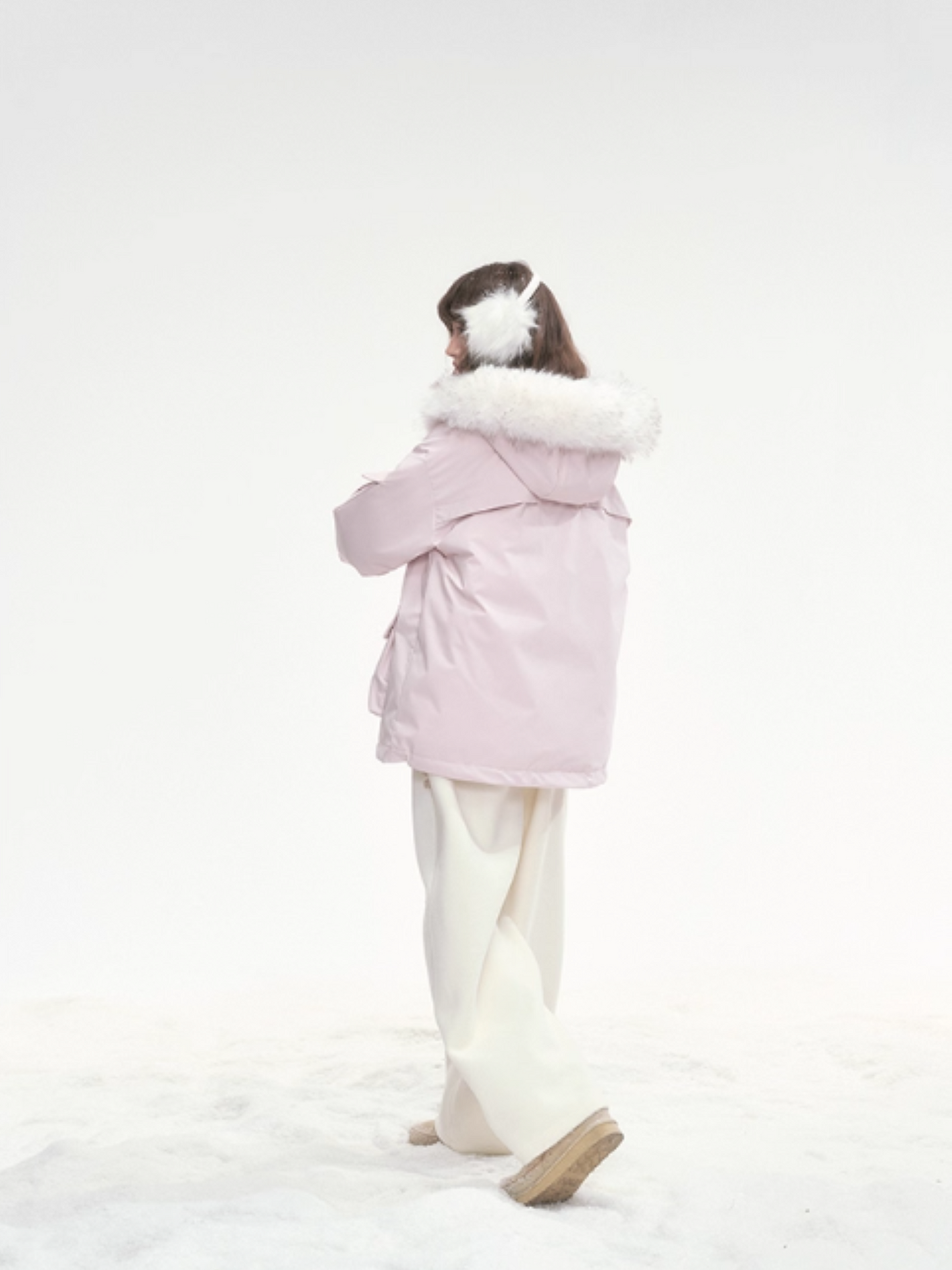 "Winter Serenade" Detachable Fur-Trim Parka – Sakura Pink LL2025315