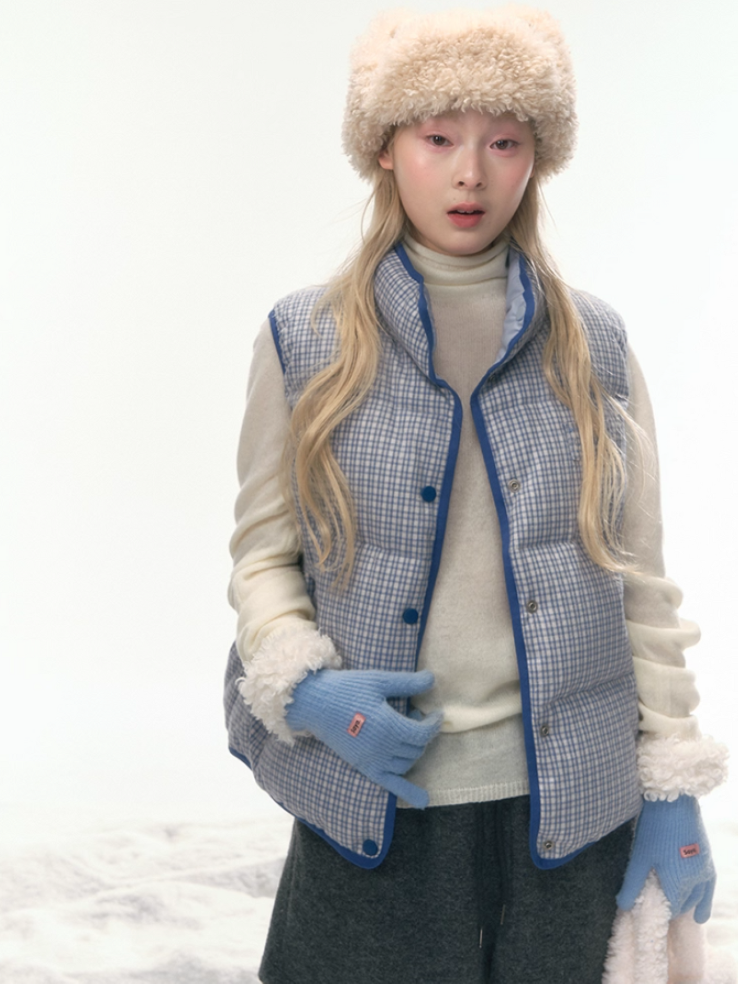 "Clear Sky Check Duo" Reversible Down Vest LL2025456