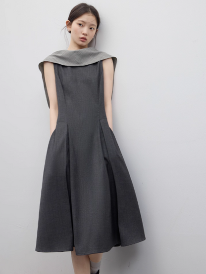FUSSED Chill Girl Reversible Pleated Sheath Dress – Meteor Gray FOF-25SS052