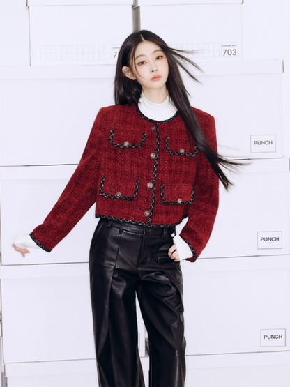 PCH - Quilted Red Tweed Jacket