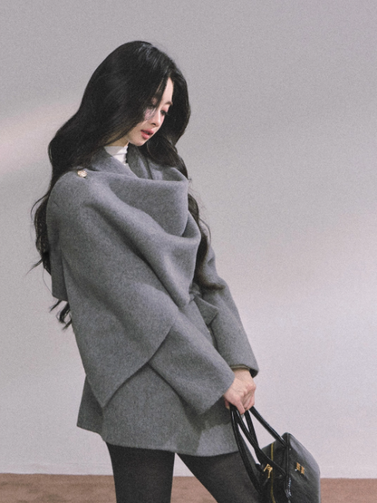 少也眼 “Winter Balcé Whisper” Wool Blend Overcoat - Gray 7886436