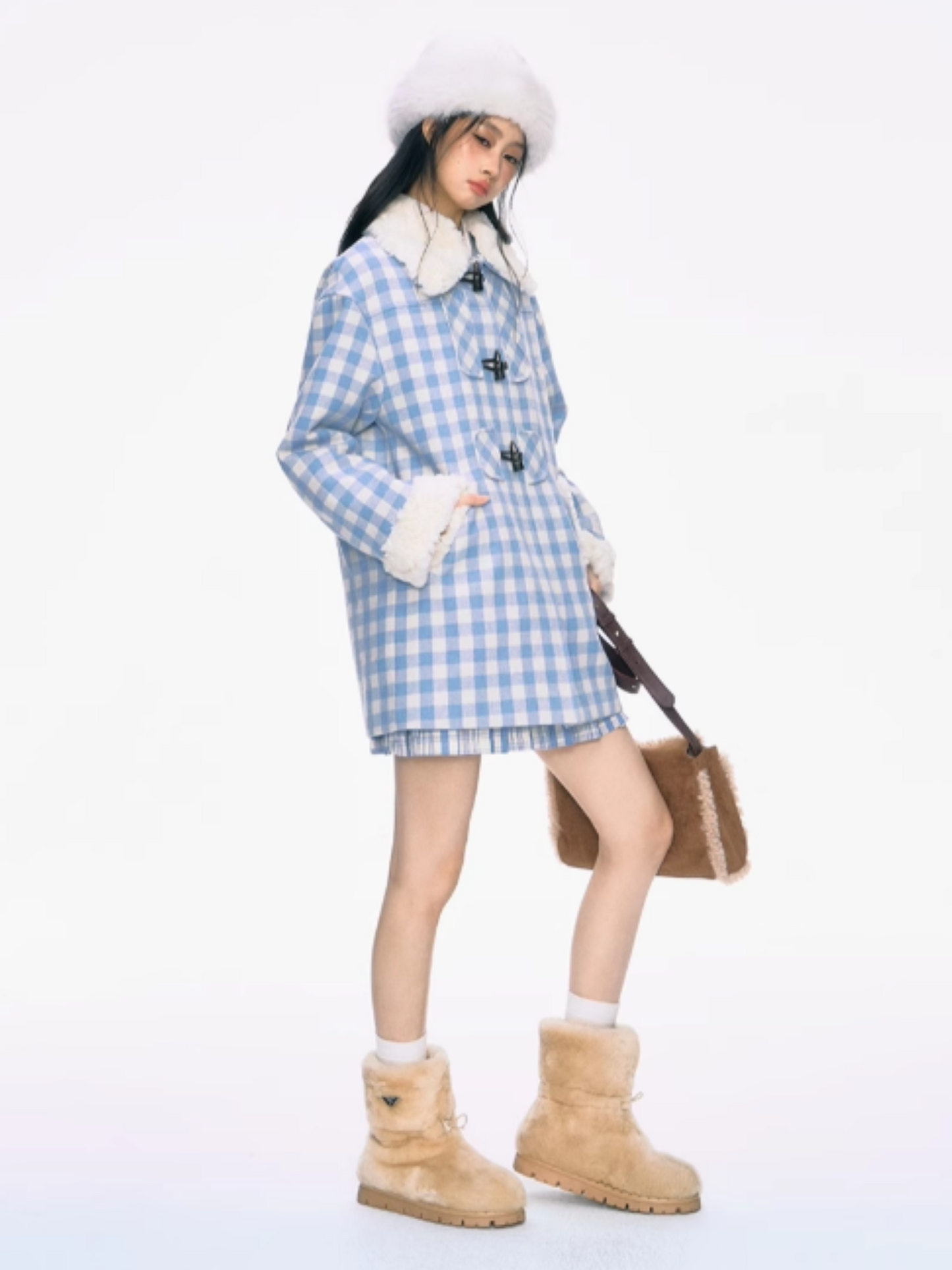 PCH - Blue Padded Mid-Length Wool-Blend Coat