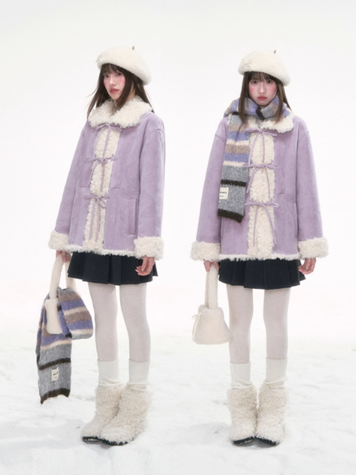 “Winter Love Island” Faux Suede Shearling Short Coat LL2025277