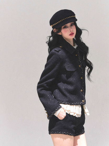 少也眼 “Midnight Allure” French Preppy 3-Piece Set