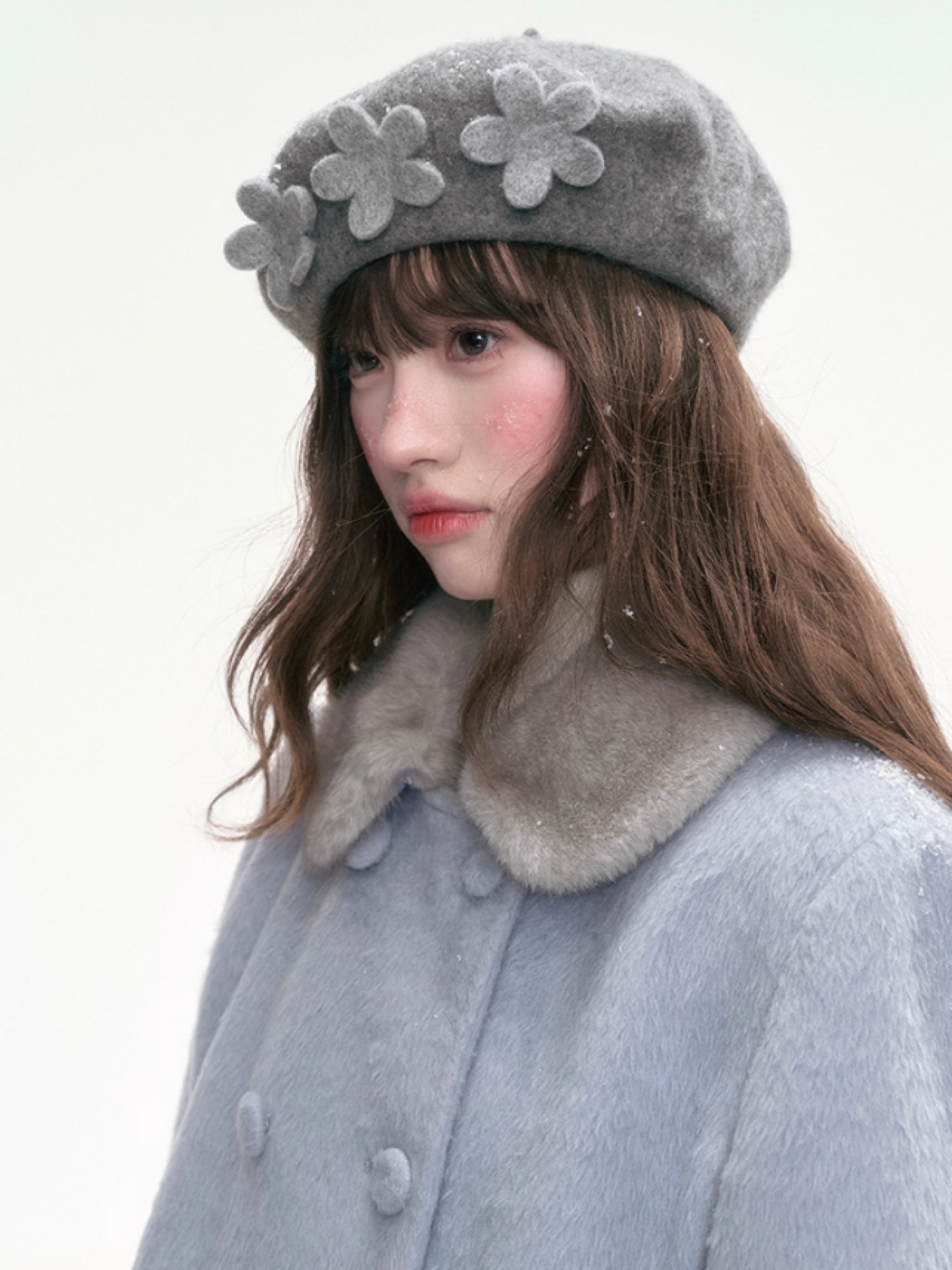 "Snowlit Starry Night" Blue Wool Coat SJ2025332