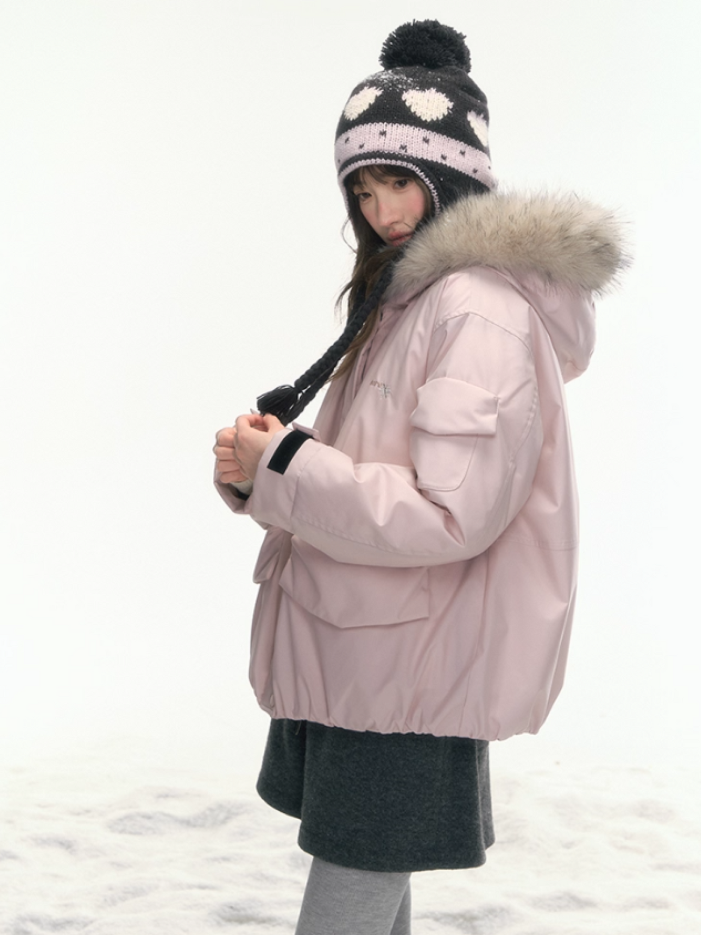 "Cloud Drift Guide" Cream Red Puff-Parka Down Coat LL2025441