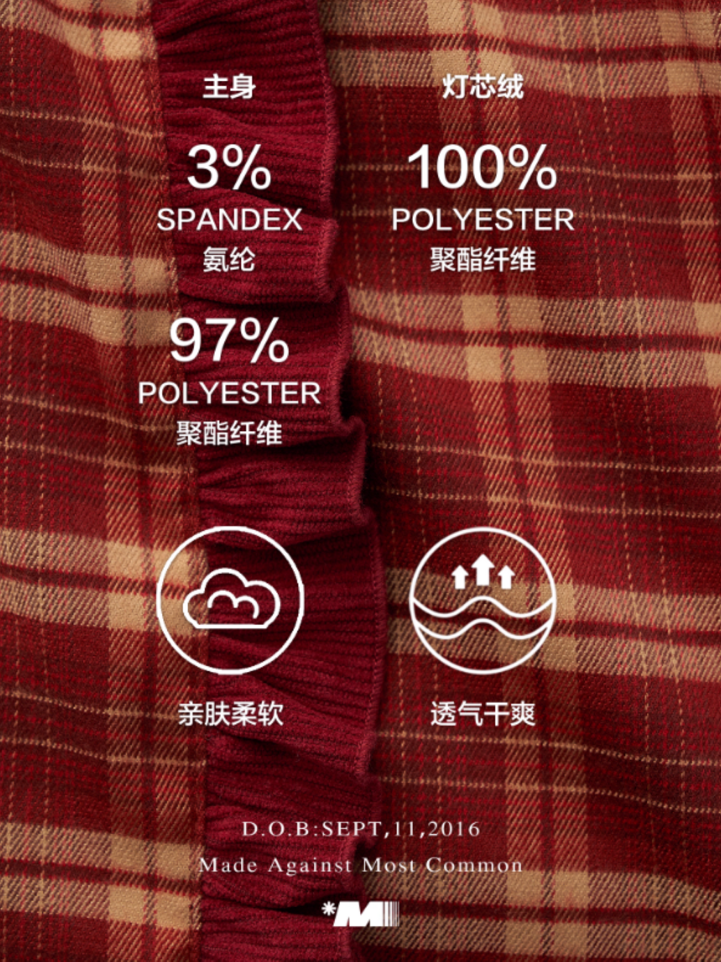 MAMC - Patchwork Plaid Oversized Sweatshirt WE824 (Deep Red)