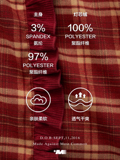 MAMC - Patchwork Plaid Oversized Sweatshirt WE824 (Deep Red)