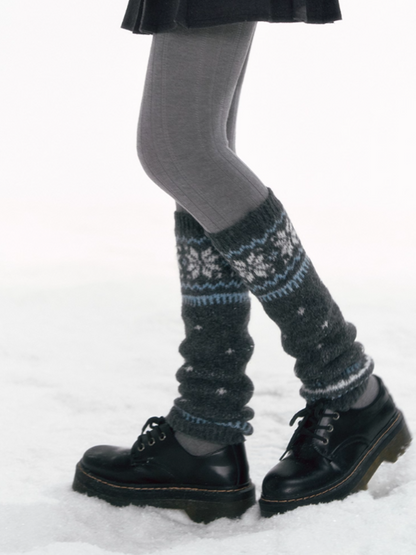 '雪夜星海' Snowflake Jacquard Knit Leg Warmers