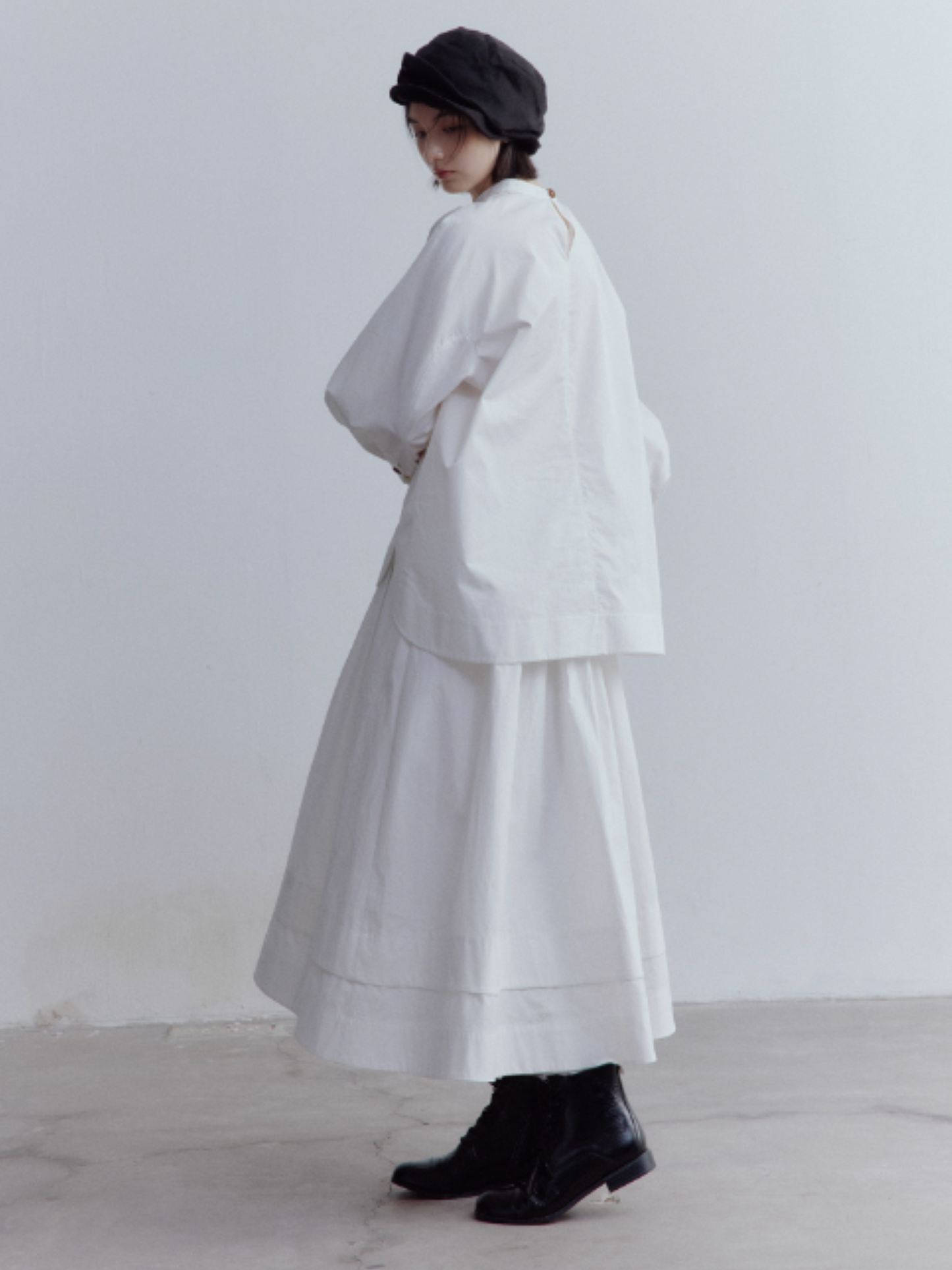 FUSSED Everyday Nerd Cotton Eyelet-Paneled Shirt in Mist White FOF-25SS136a