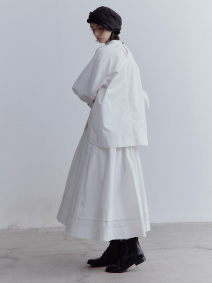 FUSSED Everyday Nerd Cotton Eyelet-Paneled Shirt in Mist White FOF-25SS136a