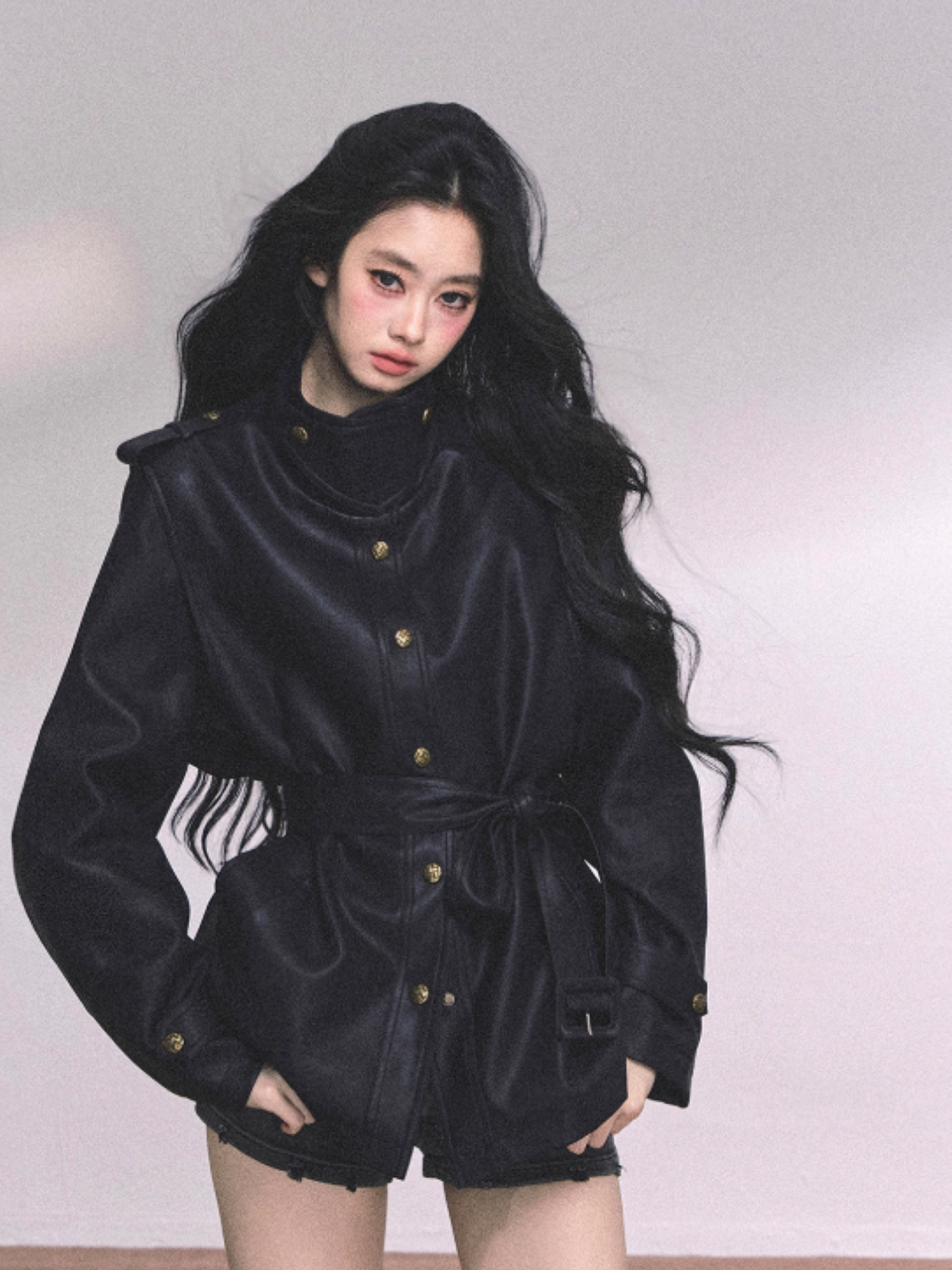 "英区时差" American Cool Girl PU Leather Jacket – Black/ Coffee