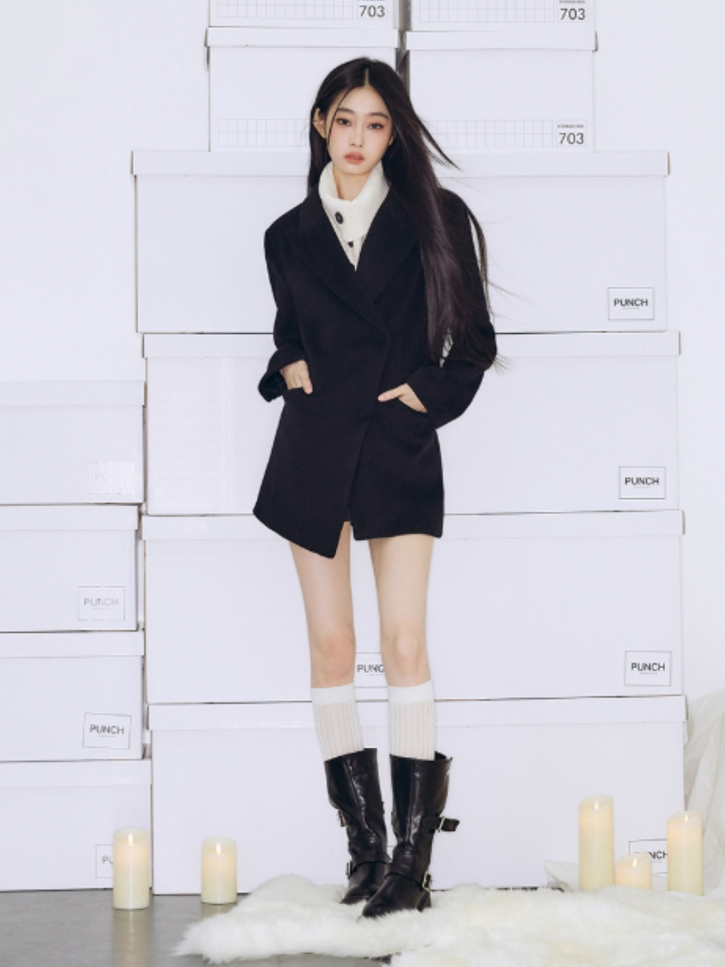 PCH - Faux Two-Piece Notched Lapel Woolen Blazer