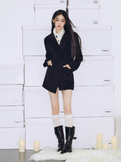 PCH - Faux Two-Piece Notched Lapel Woolen Blazer