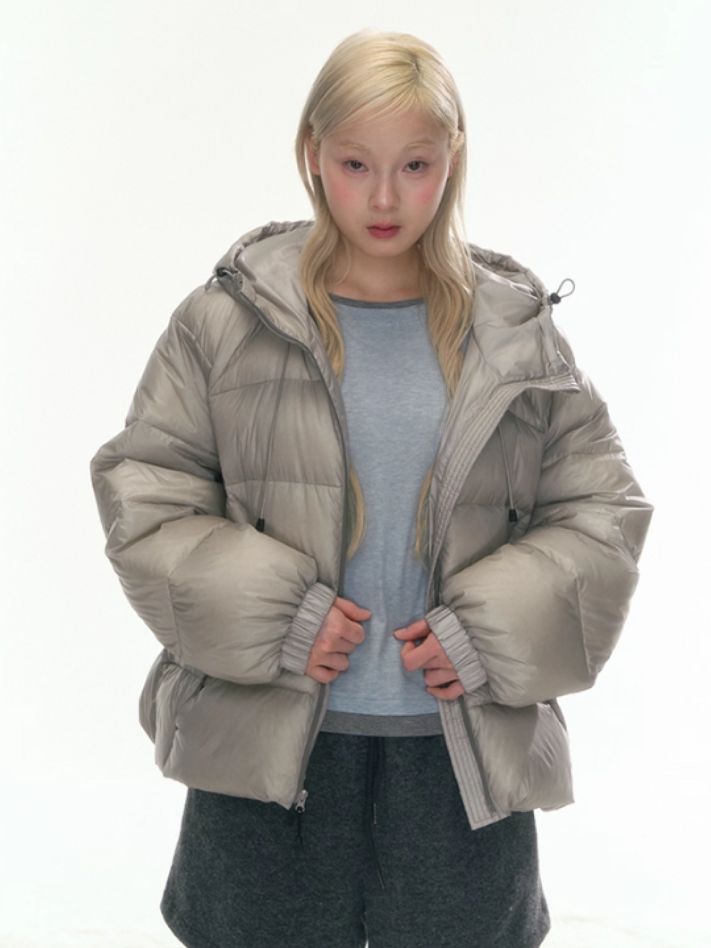 "Cream Cloud" Blue – Gray Colorblock Wool Knit Top LL2025471