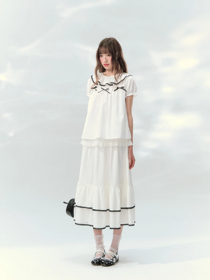 “Creamy Sweet Cocoa” Puff Sleeve Skirt Set SJ2026130