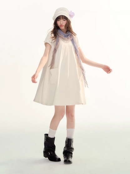 Milk Puff Lace Trim Babydoll Dress LL2026079