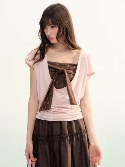 Blush & Cocoa Bow Cami Top Set LL2026072