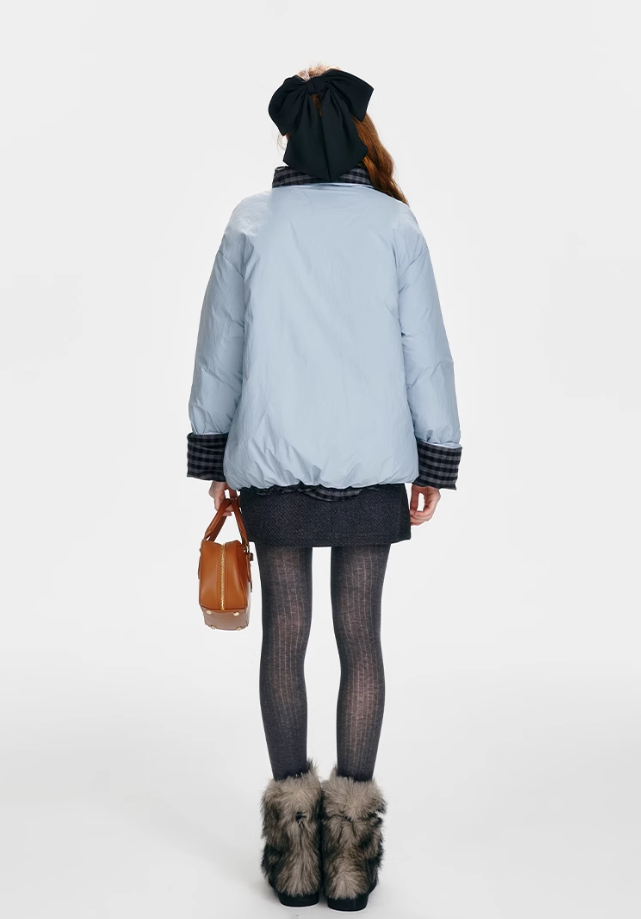 "Misty Reverie" Reversible Vintage Plaid Down Jacket