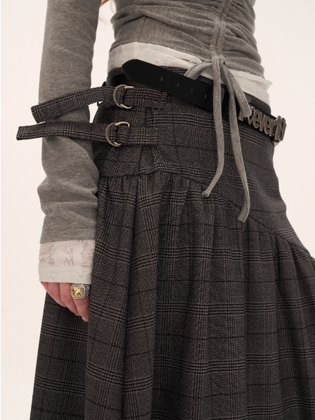 MAMC - Embellished Plaid Midi Skirt WE832