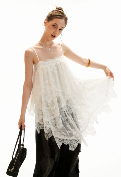 Ethereal White Lace Tiered Mini Dress WE996