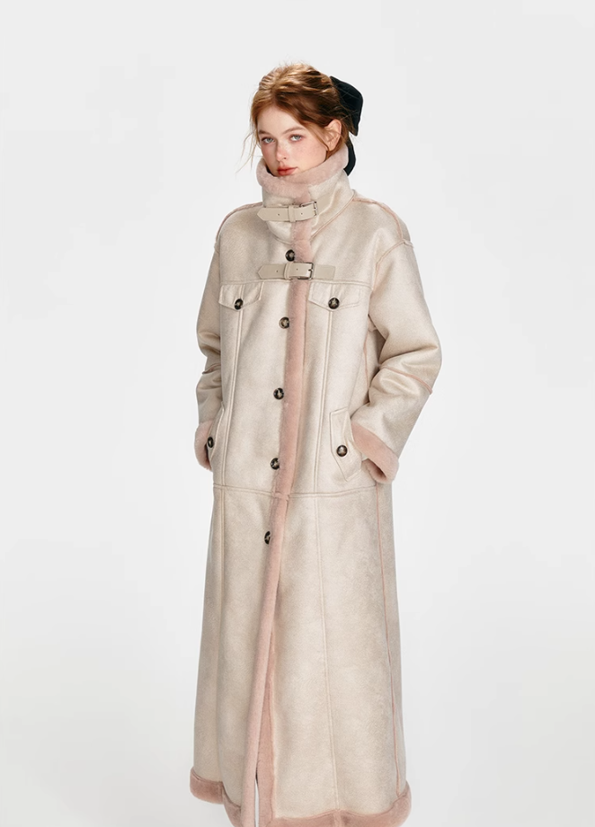 Peach Puff Lambswool Long Coat