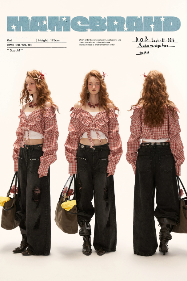 MAMC - "Street Rebel Mood" Distressed Black Straight-Leg Jeans WE932
