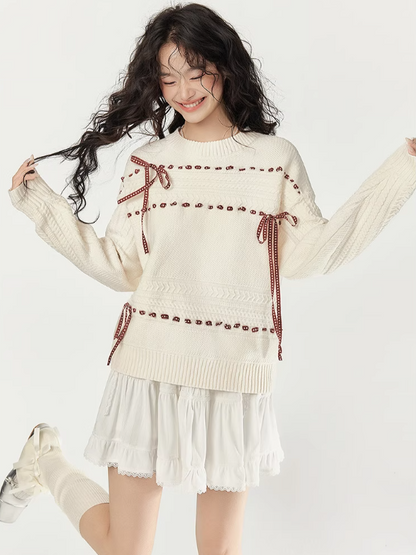 EPTISON - Preppy White Knit Sweater