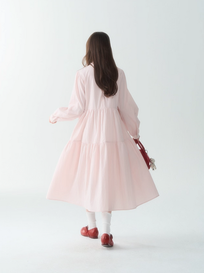 罐头士多所 - Soft Lace-Trim French Midi Dress – Sweet Preppy Early Fall Look