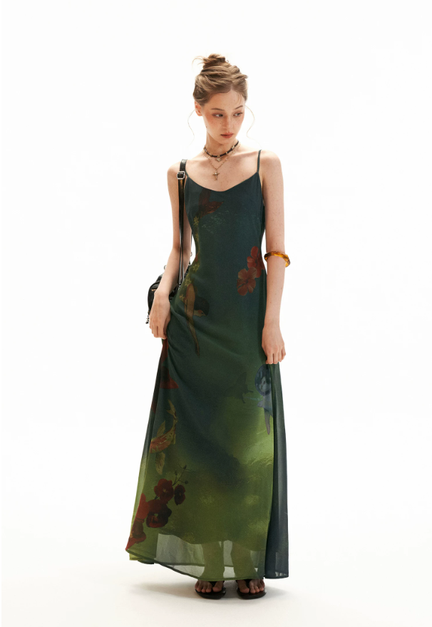 Enchanted Ocean Garden Floral Maxi Dress WE986