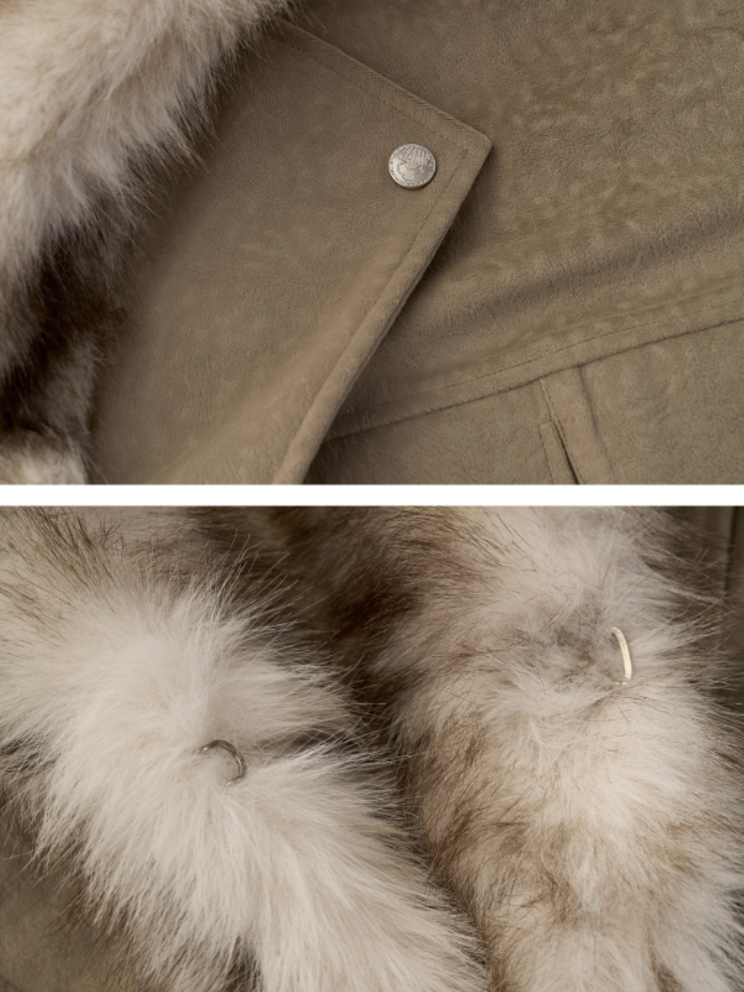 MAMC - Faux-Layered Almond Grey Fleece Suede Jacket WE880