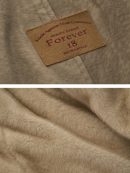 MAMC - Faux-Layered Almond Grey Fleece Suede Jacket WE880