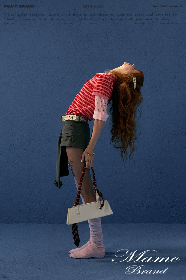 MAMC - Red Striped Layered-Look Polo Tee