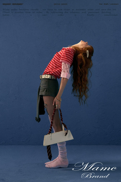 MAMC - Red Striped Layered-Look Polo Tee