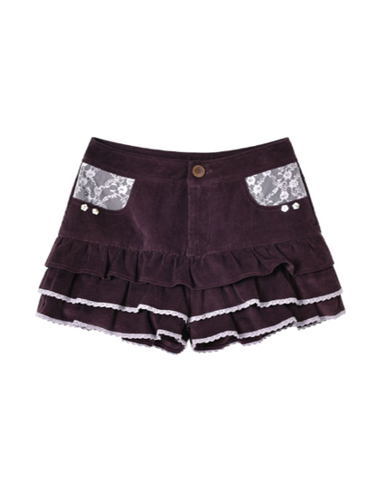 KYOUKO - Grape Purple Polka-Dot Top & Vintage Skirt Set
