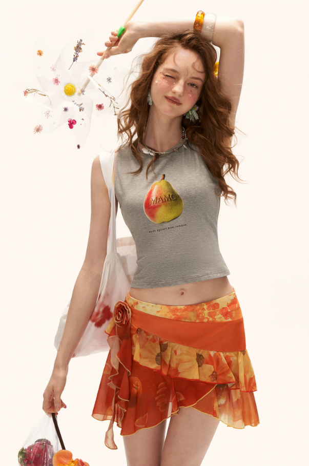 MAMC - "Retro Pear Pop" Cropped Sleeveless Tank Top WE983