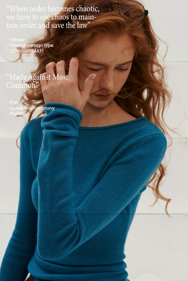 MAMC - Vintage Fitted Long-Sleeve Knit Top (Blue / Gray)
