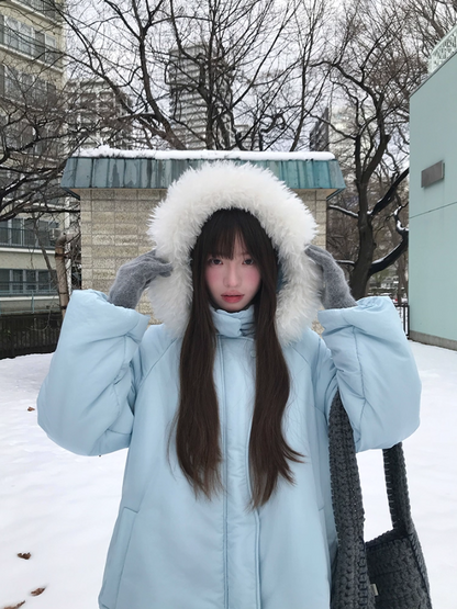 罐头士多所 Winter Balloon Silhouette Puffer Coat with Detachable Hood