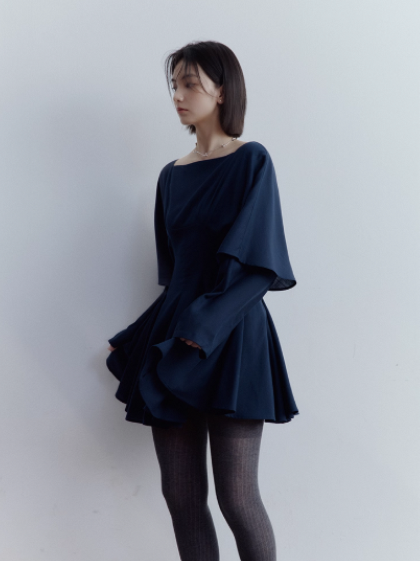 FUSSED Midnight Butterfly Deconstructed Layered Dress – Eclipse Blue FOF-25SS139