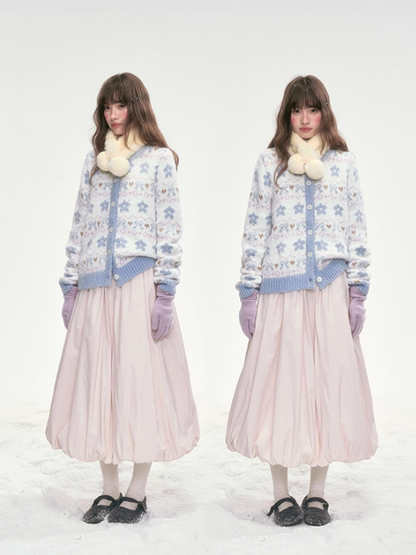 "Indigo Bloom" Retro Knit Cardigan LL2025306